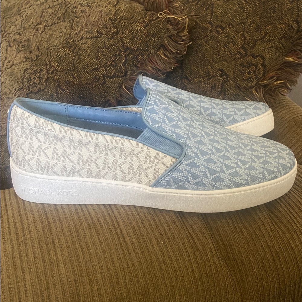 New Michael Kors Light Blue and Beige Slip-On Shoes
